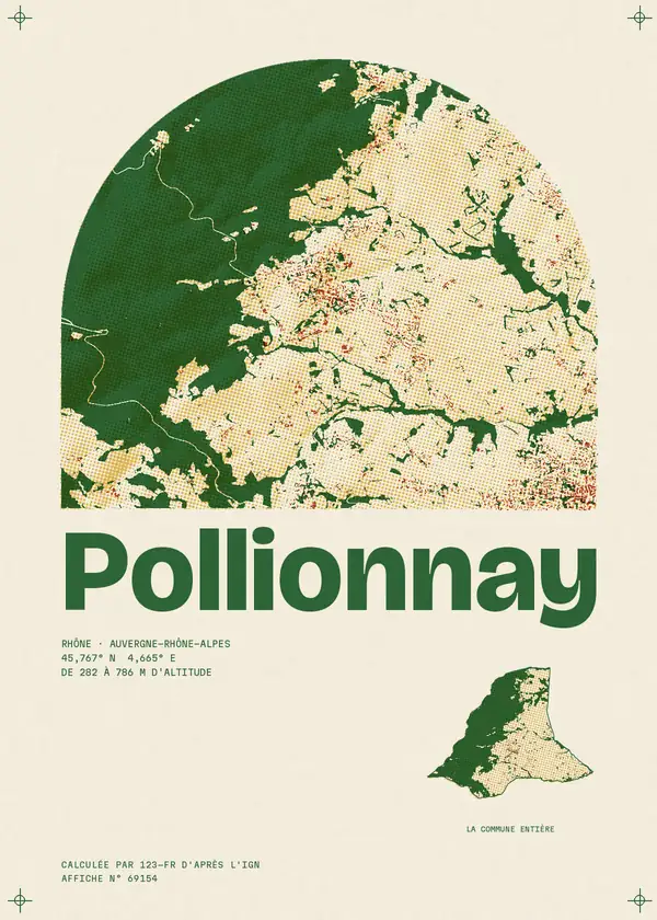 Affiche de Pollionnay, calculée par 123-fr d'après l'IGN