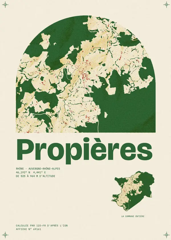 Affiche de Propières, calculée par 123-fr d'après l'IGN