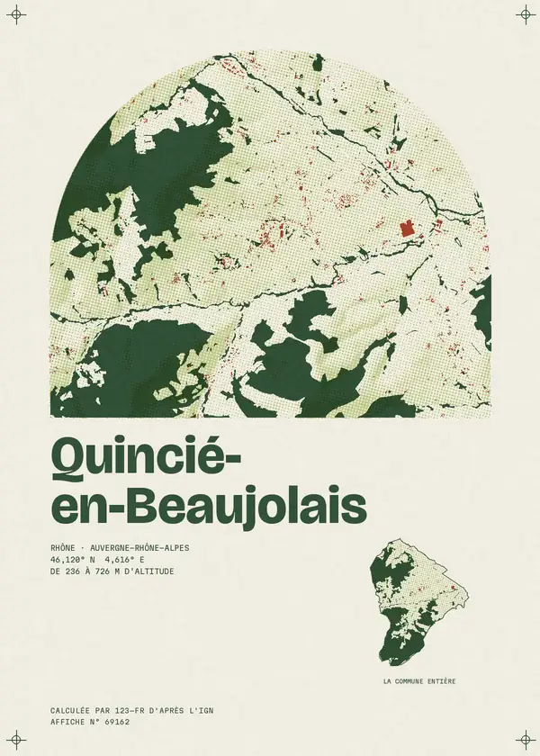 Affiche de Quincié-en-Beaujolais, calculée par 123-fr d'après l'IGN