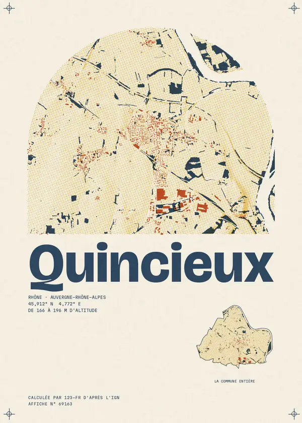 Affiche de Quincieux, calculée par 123-fr d'après l'IGN