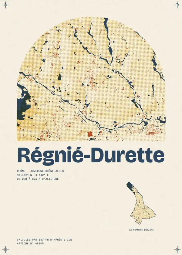 Affiche de Régnié-Durette, calculée par 123-fr d'après l'IGN