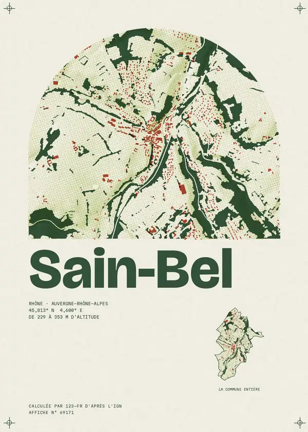 Affiche de Sain-Bel, calculée par 123-fr d'après l'IGN