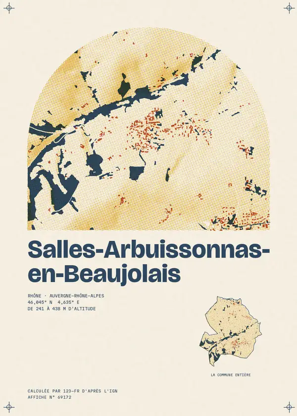 Affiche de Salles-Arbuissonnas-en-Beaujolais, calculée par 123-fr d'après l'IGN