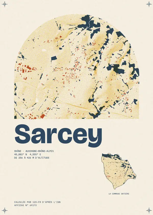 Affiche de Sarcey, calculée par 123-fr d'après l'IGN