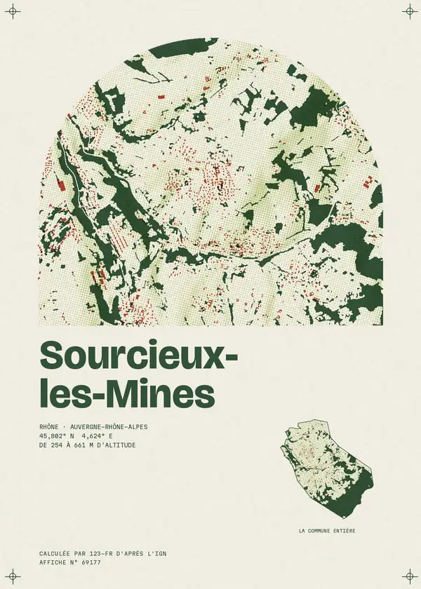 Affiche de Sourcieux-les-Mines, calculée par 123-fr d'après l'IGN
