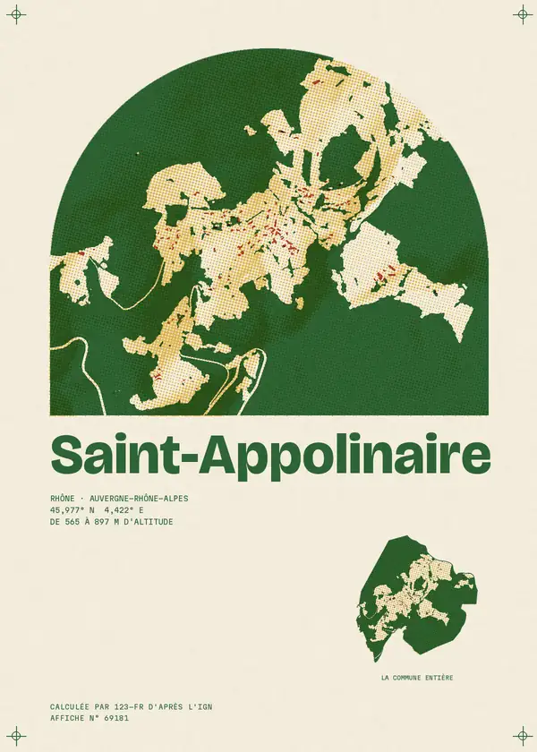 Affiche de Saint-Appolinaire, calculée par 123-fr d'après l'IGN