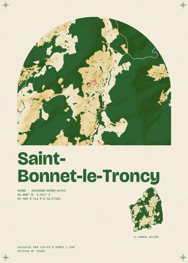 Affiche de Saint-Bonnet-le-Troncy, calculée par 123-fr d'après l'IGN