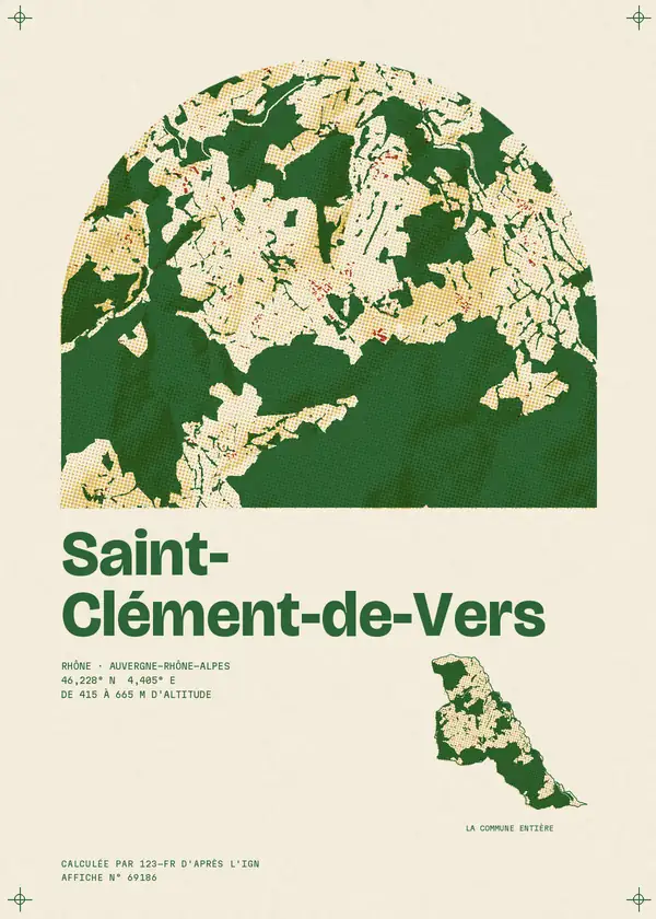 Affiche de Saint-Clément-de-Vers, calculée par 123-fr d'après l'IGN