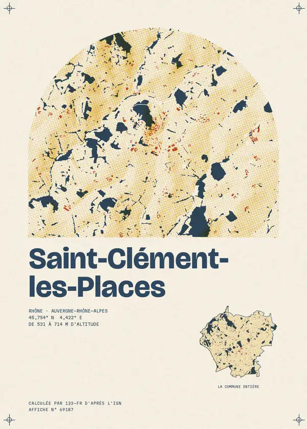 Affiche de Saint-Clément-les-Places, calculée par 123-fr d'après l'IGN