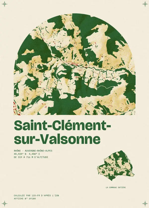 Affiche de Saint-Clément-sur-Valsonne, calculée par 123-fr d'après l'IGN