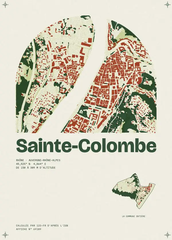 Affiche de Sainte-Colombe, calculée par 123-fr d'après l'IGN