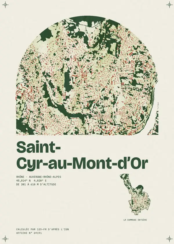 Affiche de Saint-Cyr-au-Mont-d'Or, calculée par 123-fr d'après l'IGN
