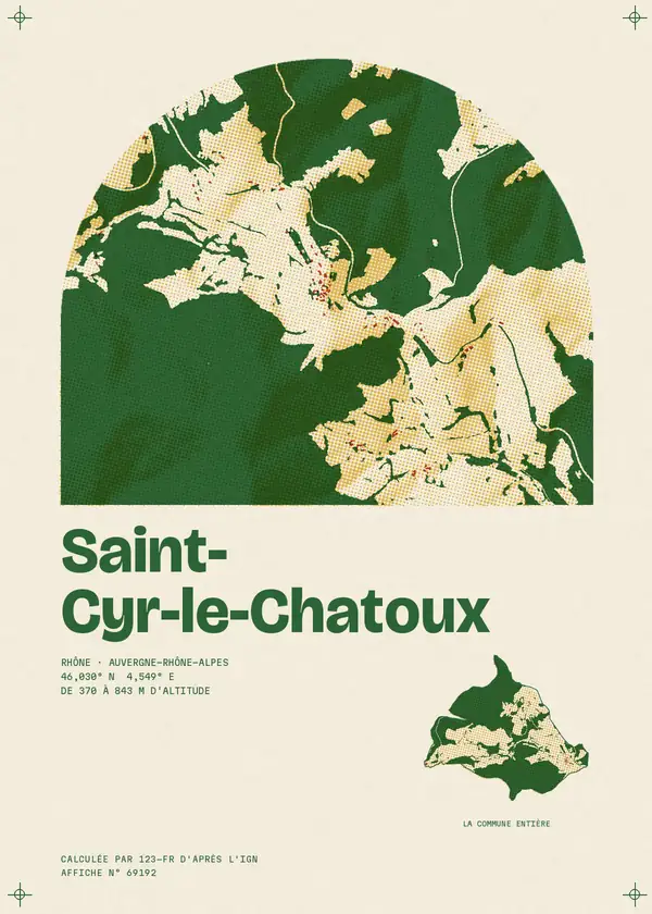 Affiche de Saint-Cyr-le-Chatoux, calculée par 123-fr d'après l'IGN