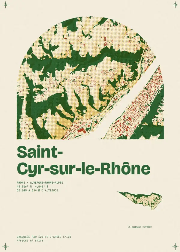 Affiche de Saint-Cyr-sur-le-Rhône, calculée par 123-fr d'après l'IGN