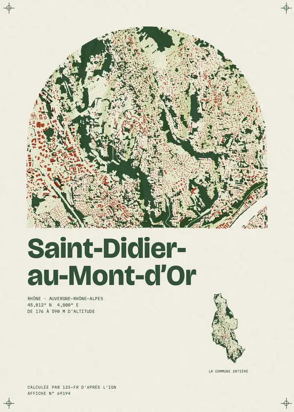 Affiche de Saint-Didier-au-Mont-d'Or, calculée par 123-fr d'après l'IGN