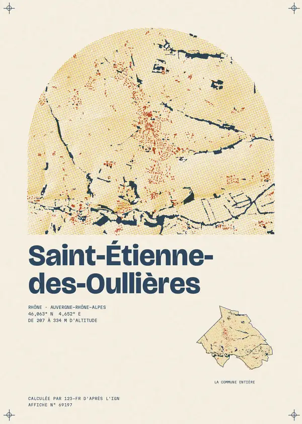 Affiche de Saint-Étienne-des-Oullières, calculée par 123-fr d'après l'IGN