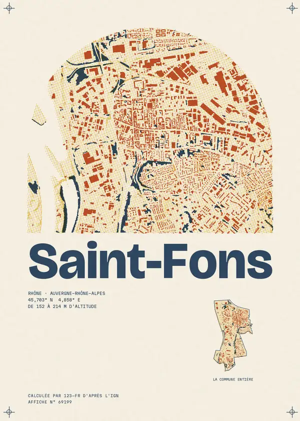 Affiche de Saint-Fons, calculée par 123-fr d'après l'IGN