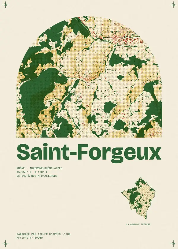Affiche de Saint-Forgeux, calculée par 123-fr d'après l'IGN