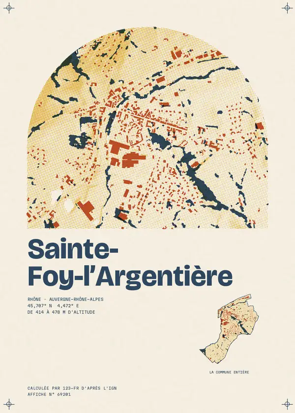 Affiche de Sainte-Foy-l'Argentière, calculée par 123-fr d'après l'IGN
