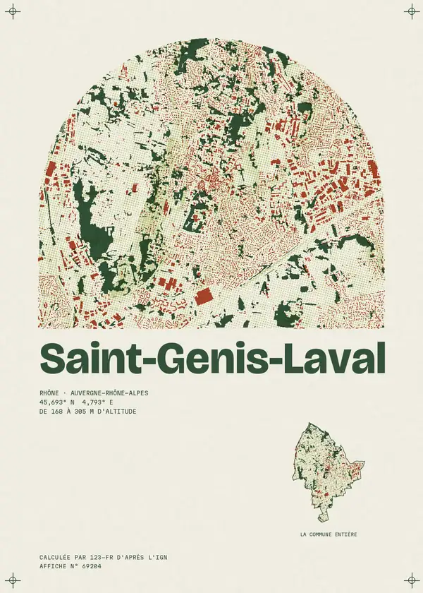 Affiche de Saint-Genis-Laval, calculée par 123-fr d'après l'IGN