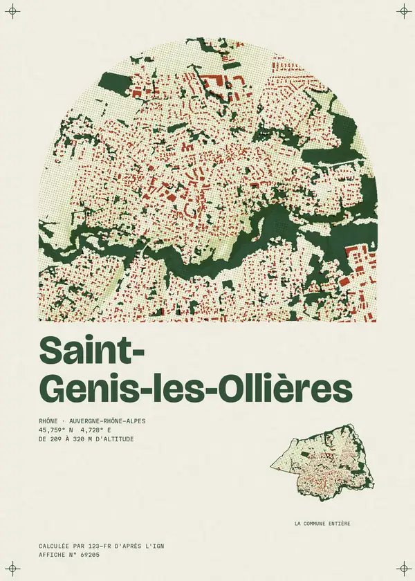 Affiche de Saint-Genis-les-Ollières, calculée par 123-fr d'après l'IGN