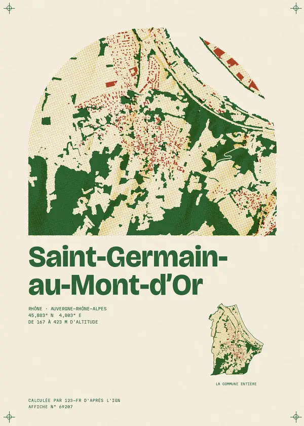 Affiche de Saint-Germain-au-Mont-d'Or, calculée par 123-fr d'après l'IGN