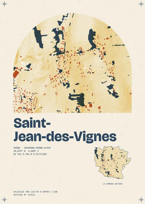 Affiche de Saint-Jean-des-Vignes, calculée par 123-fr d'après l'IGN