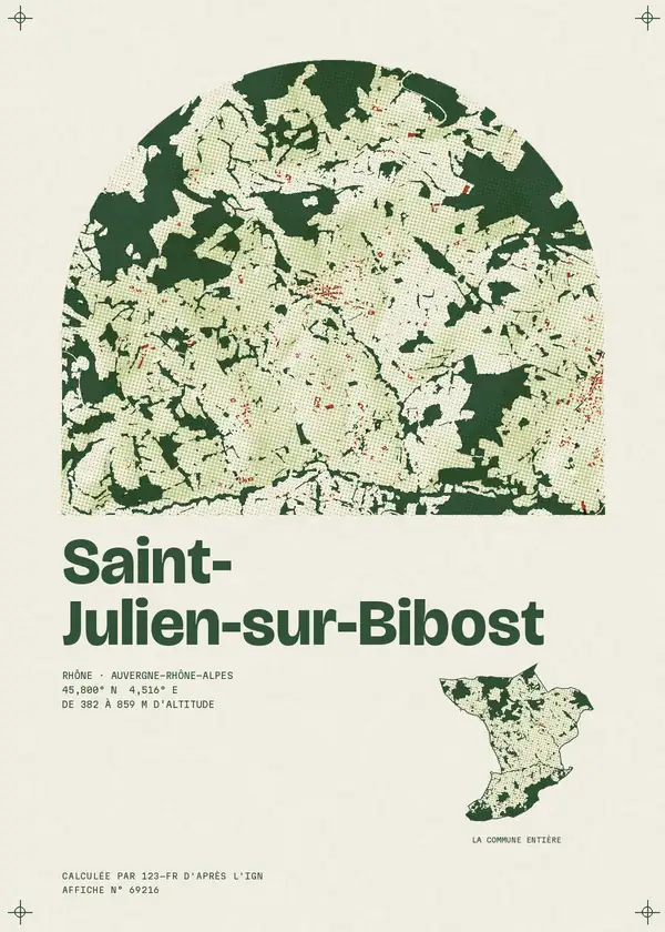 Affiche de Saint-Julien-sur-Bibost, calculée par 123-fr d'après l'IGN