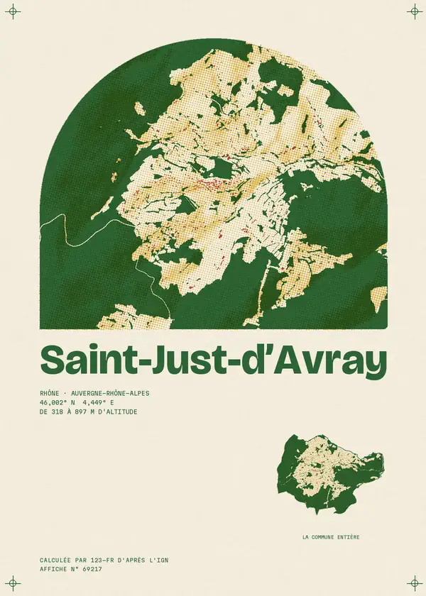 Affiche de Saint-Just-d'Avray, calculée par 123-fr d'après l'IGN