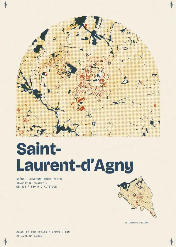 Affiche de Saint-Laurent-d'Agny, calculée par 123-fr d'après l'IGN