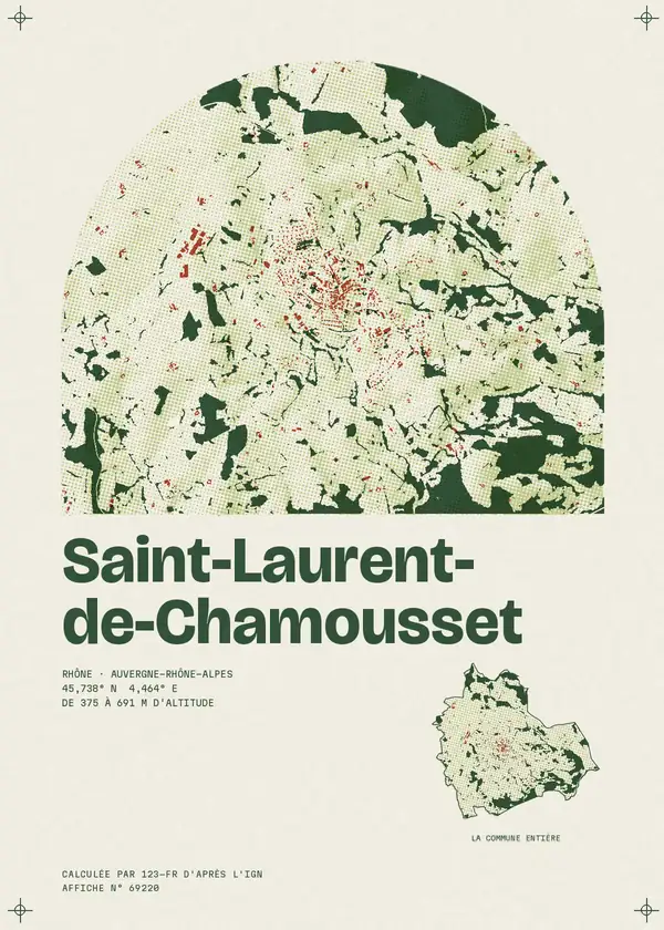 Affiche de Saint-Laurent-de-Chamousset, calculée par 123-fr d'après l'IGN