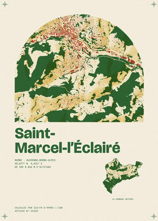 Affiche de Saint-Marcel-l'Éclairé, calculée par 123-fr d'après l'IGN