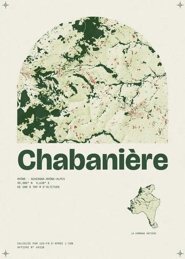 Affiche de Chabanière, calculée par 123-fr d'après l'IGN