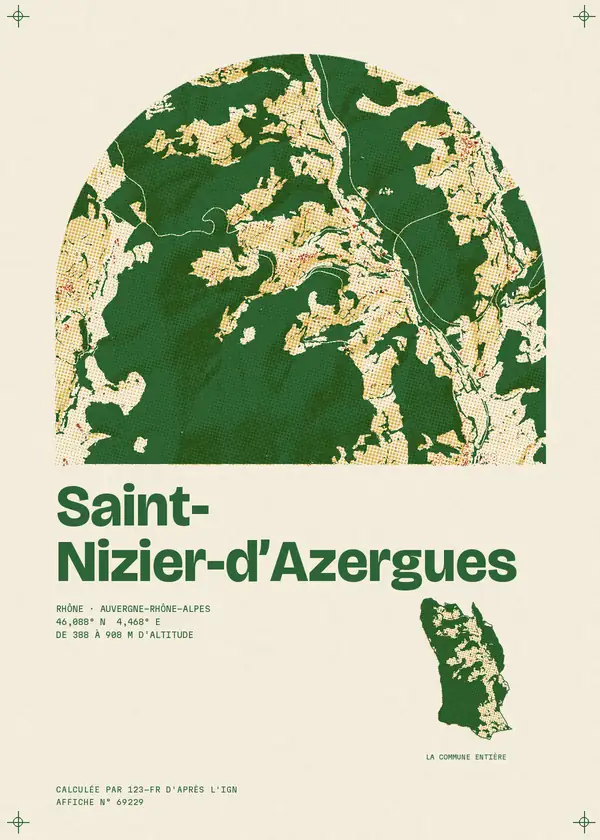 Affiche de Saint-Nizier-d'Azergues, calculée par 123-fr d'après l'IGN