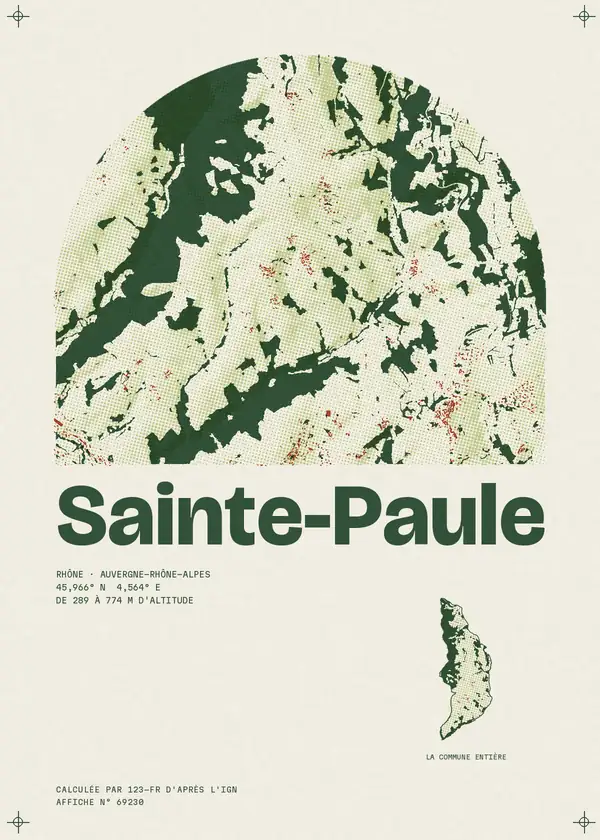 Affiche de Sainte-Paule, calculée par 123-fr d'après l'IGN