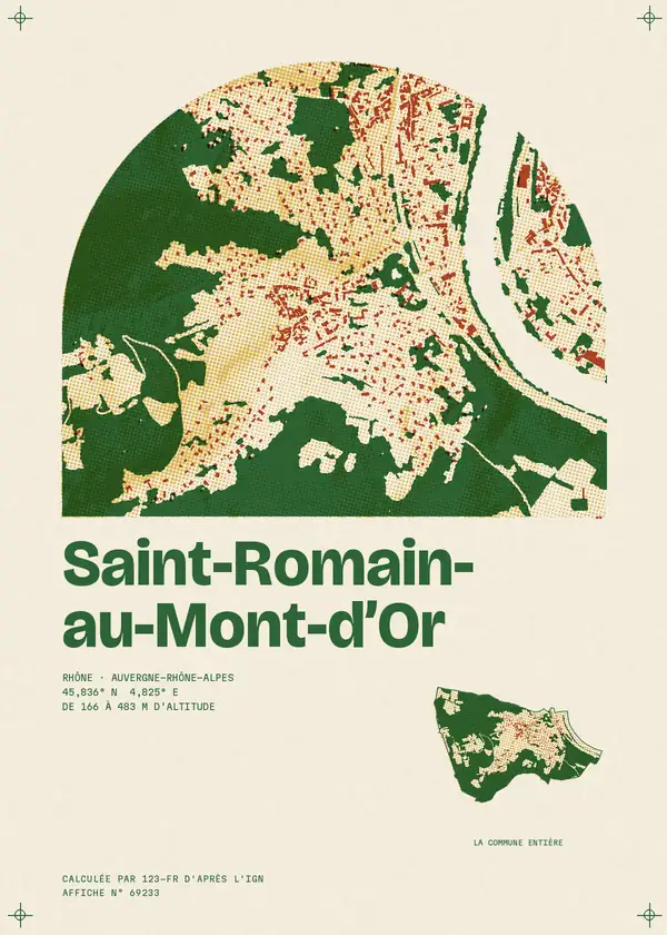 Affiche de Saint-Romain-au-Mont-d'Or, calculée par 123-fr d'après l'IGN