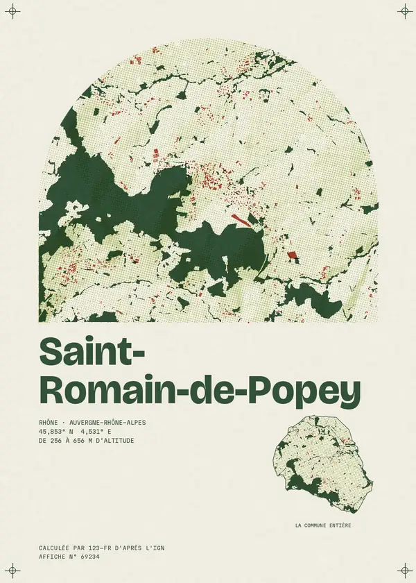 Affiche de Saint-Romain-de-Popey, calculée par 123-fr d'après l'IGN