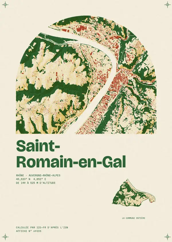 Affiche de Saint-Romain-en-Gal, calculée par 123-fr d'après l'IGN
