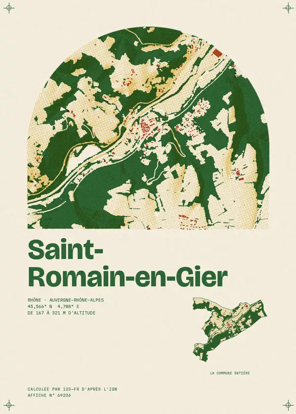 Affiche de Saint-Romain-en-Gier, calculée par 123-fr d'après l'IGN