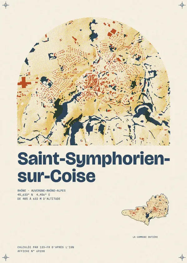 Affiche de Saint-Symphorien-sur-Coise, calculée par 123-fr d'après l'IGN
