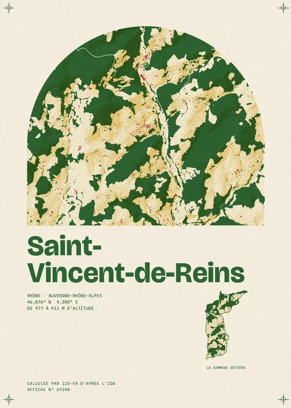 Affiche de Saint-Vincent-de-Reins, calculée par 123-fr d'après l'IGN