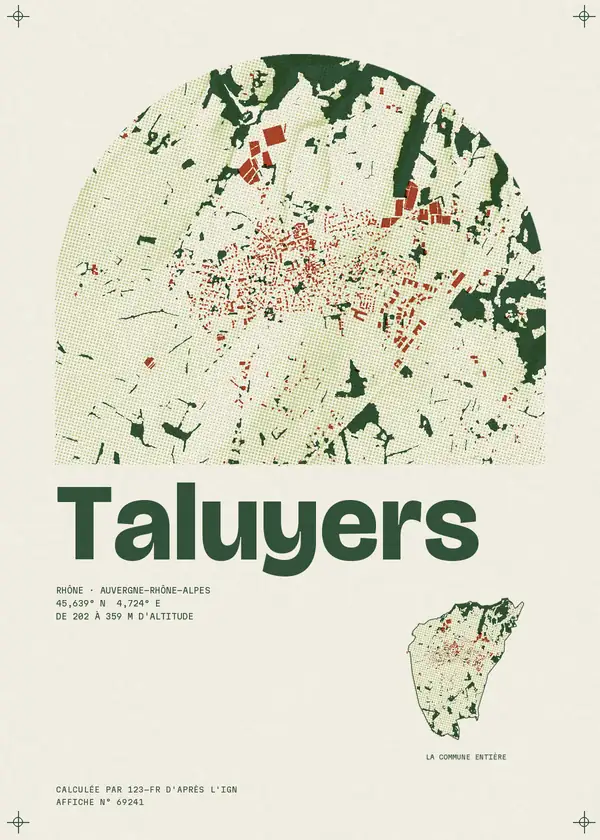Affiche de Taluyers, calculée par 123-fr d'après l'IGN