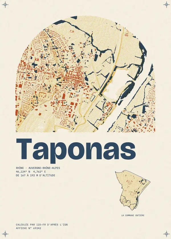 Affiche de Taponas, calculée par 123-fr d'après l'IGN