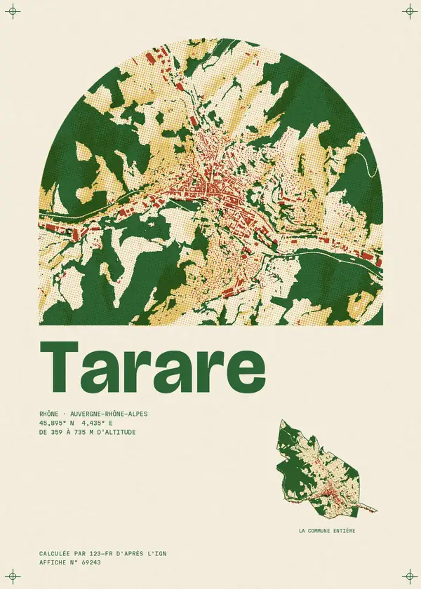 Affiche de Tarare, calculée par 123-fr d'après l'IGN