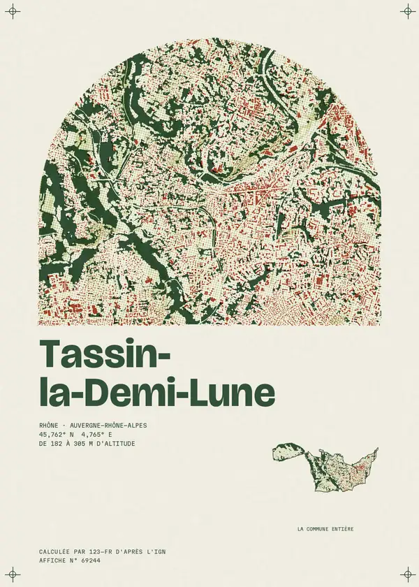 Affiche de Tassin-la-Demi-Lune, calculée par 123-fr d'après l'IGN