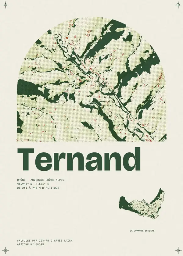 Affiche de Ternand, calculée par 123-fr d'après l'IGN