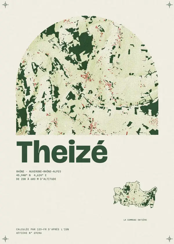 Affiche de Theizé, calculée par 123-fr d'après l'IGN