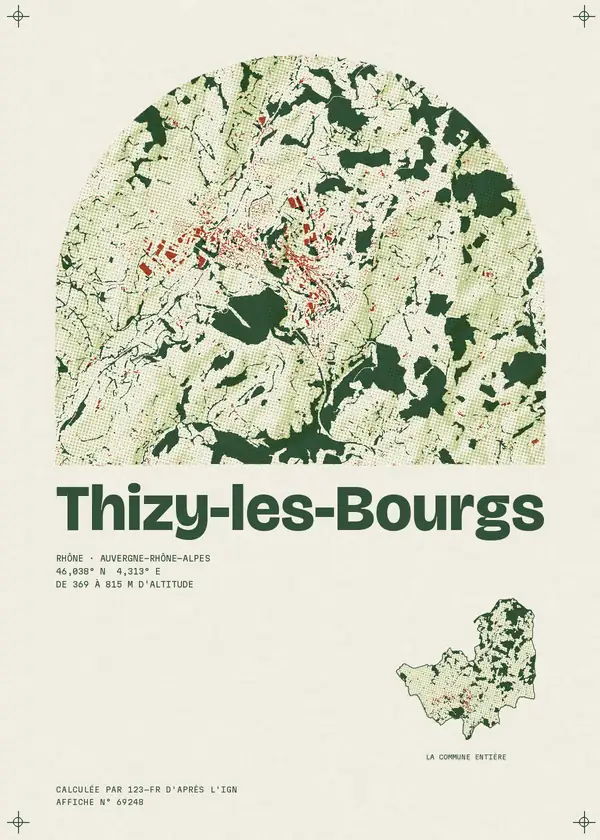Affiche de Thizy-les-Bourgs, calculée par 123-fr d'après l'IGN