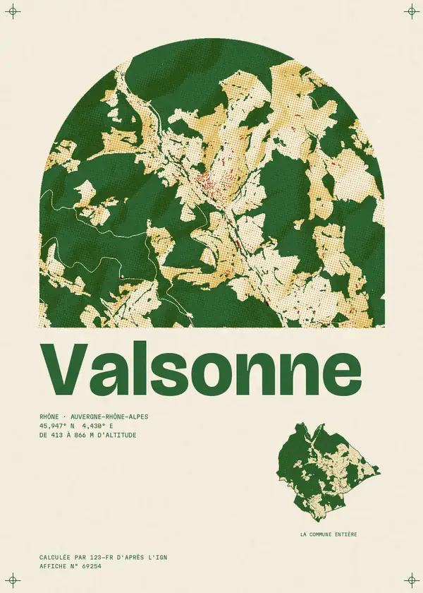 Affiche de Valsonne, calculée par 123-fr d'après l'IGN