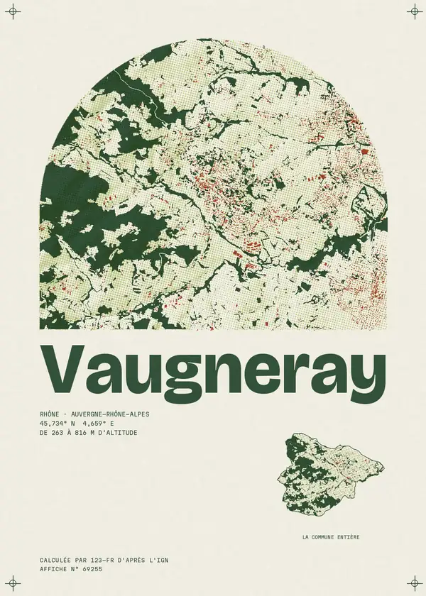 Affiche de Vaugneray, calculée par 123-fr d'après l'IGN